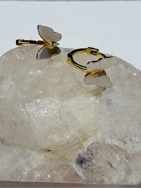 Mother of Pearl Butterfly with 14K Gold plated on 925 Silver Earrings